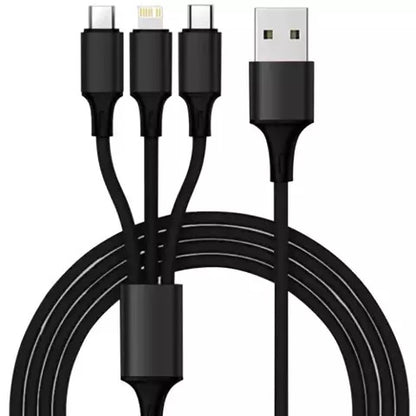 Универсален кабел за зареждане, Силиконов, USB-A/USB-C, MICRO USB, Apple lighining, 1,2 м
