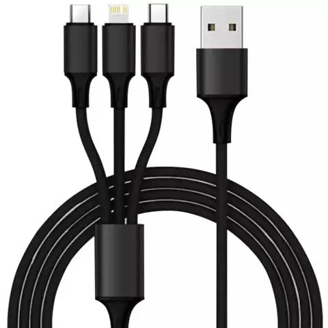 Универсален кабел за зареждане, Силиконов, USB-A, USB-C, MICRO USB, Apple lighining, 1,2 м