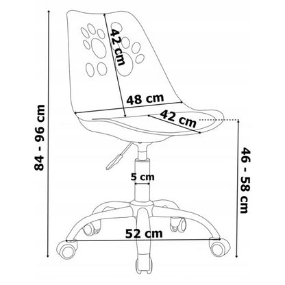 Детски стол, въртящ се, регулируем, с мотив на коте, розов