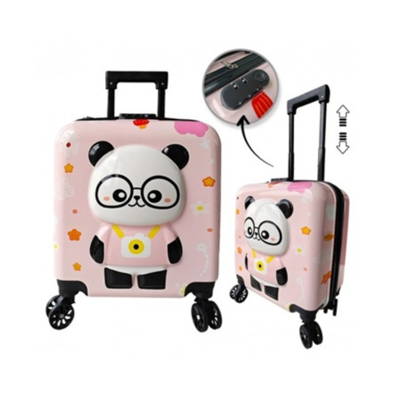 Детски куфар, 3D, ABS, Панда, Розов