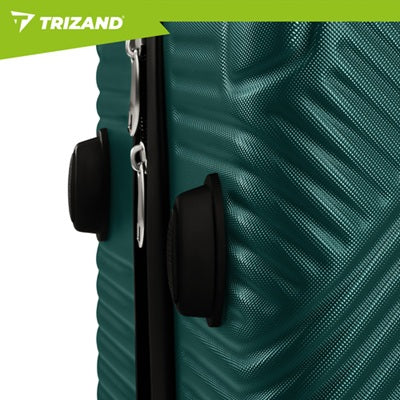 Комплект от 3 броя куфари Trizand, S/M/L, телескопична дръжка, екстра твърд ABS, Тъмно зелени