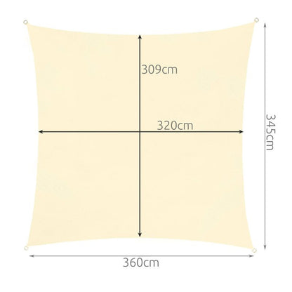 Квадратна тента-сенник с UV защита за градина и тераса, 3.6х3.6 м