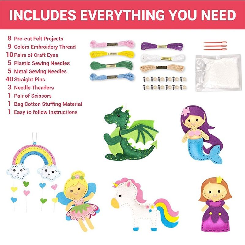 Комплект за занаяти, 6 фигурки от филц, Направи си сам