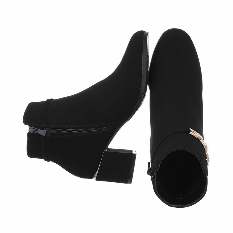 Дамски боти Jenna, еко велур, черни