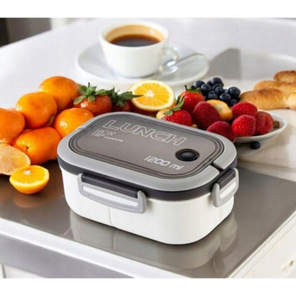 Кутия за обяд, херметична, 1200 мл, двуслойна микровълнова бенто кутия с отделения