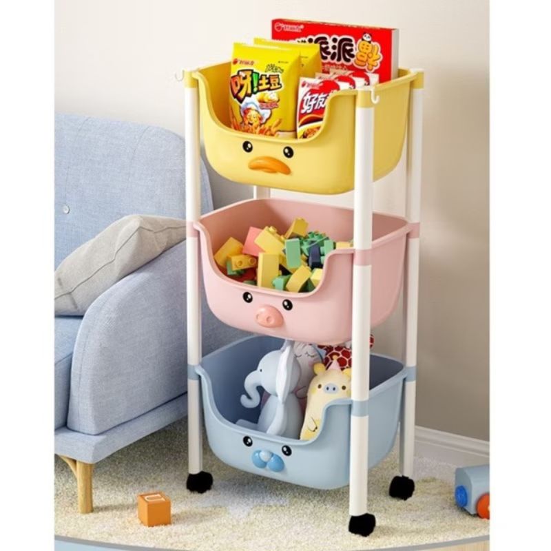 Органайзер за играчки, детски шкаф за съхранение, 3 рафта