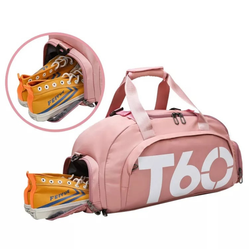 Спортен сак/Раница Т60 2 в 1, Розов/бял