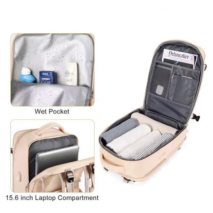 Раница за пътуване с отделение за лаптоп, 31х46х17 см, Бежова