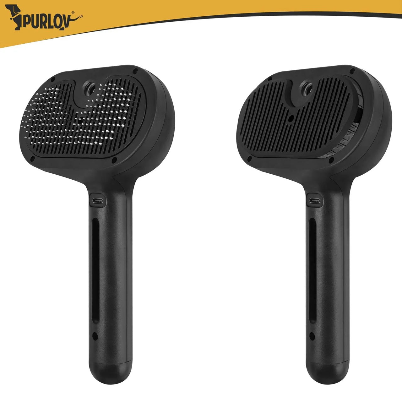 Електрическа парна четка за кучета и котки Purlov,  самопочистваща се, презареждаща се с USB