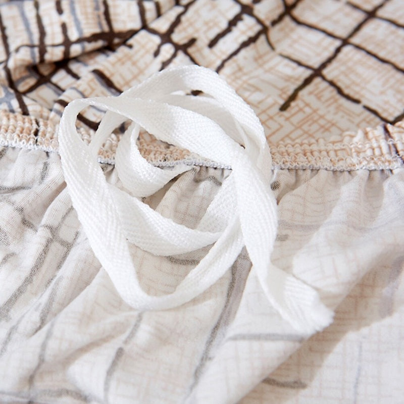 Еластичен калъф за диван, Бежов с линии