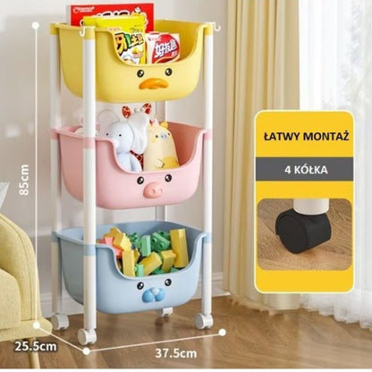 Органайзер за играчки, детски шкаф за съхранение, 3 рафта