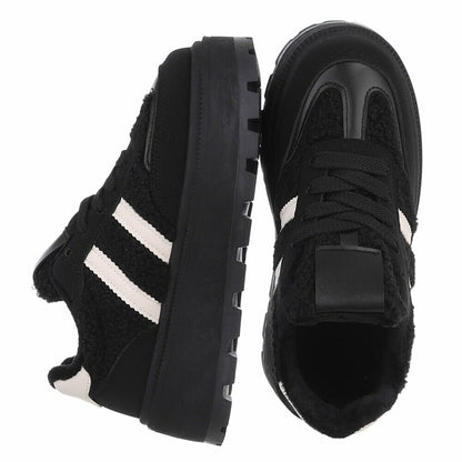 Дамски спортни обувки с платформа, Черни