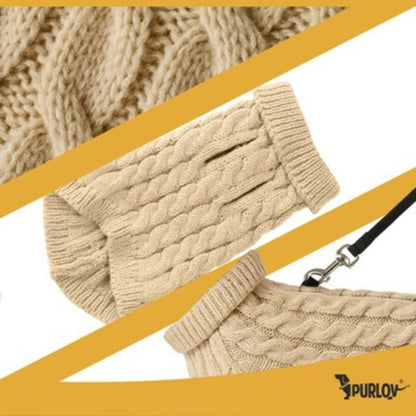 Дреха/ пуловер за куче или котка, плетиво, S размер, бежов