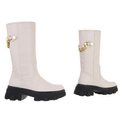 Дамски ботуши, Еко кожа, Бежови