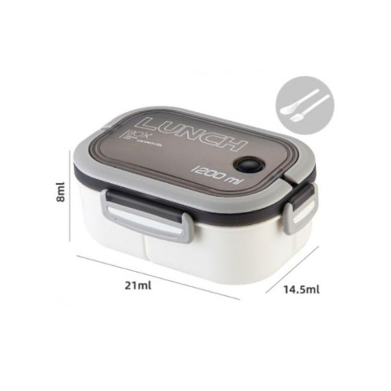 Кутия за обяд, херметична, 1200 мл, двуслойна микровълнова бенто кутия с отделения