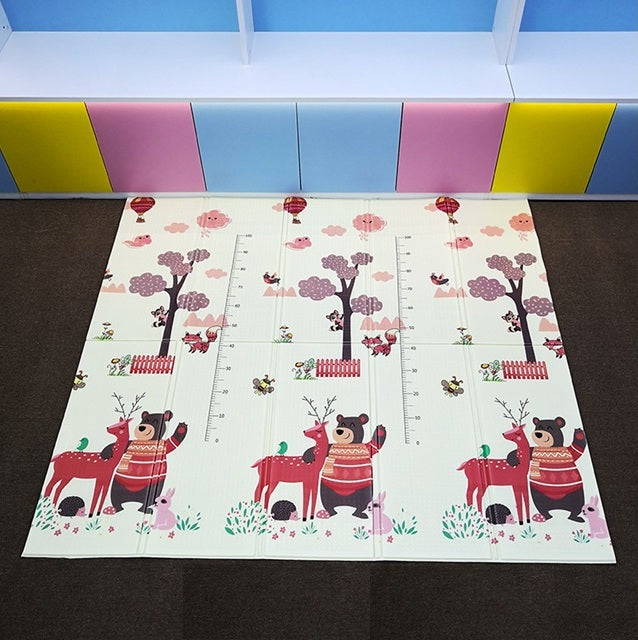 Детско Килимче за Пълзене и Игра от Термоизолираща пяна, 180х200х1 см, Сгъваемо, С Калъф за съхранение