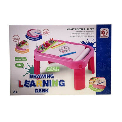 Маса за рисуване и обучение, включена ролка хартия, 12 маркера, 12 молива