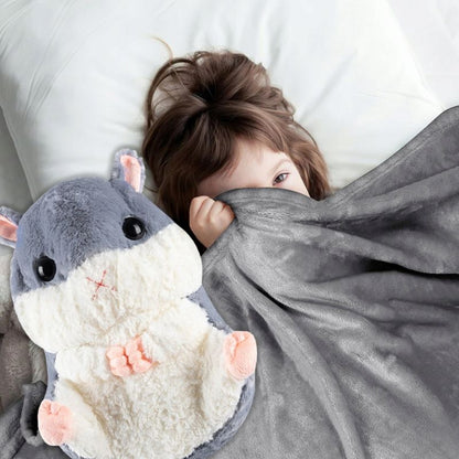 3 в 1 - Плюшена играчка Хамстер, възглавница и одеяло Kruzzel, сиво