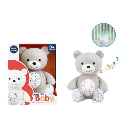 Музикално мече с приспивни мелодии и прожектор- Сив