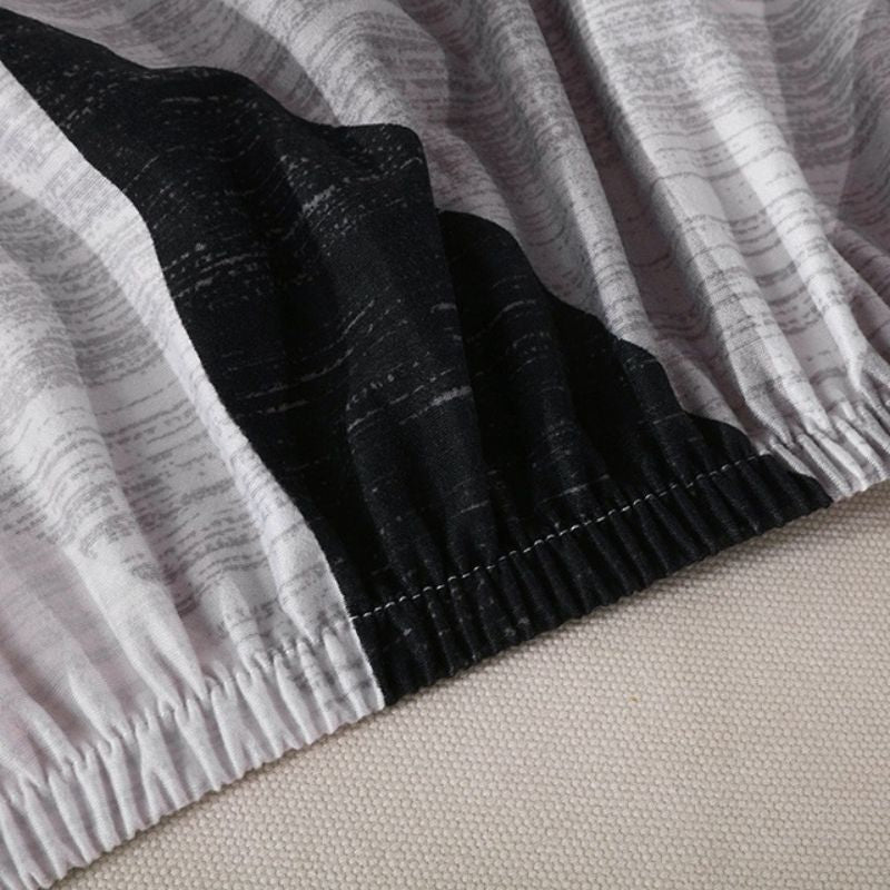 Калъф за ъглов диван, сив с триъгълници