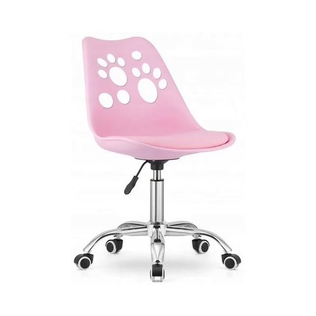Детски стол, въртящ се, регулируем, с мотив на коте, розов