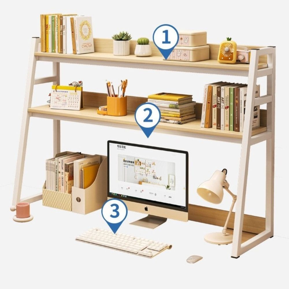 Етажерка за бюро, Метална, 2 нива, 95 х 32 х 90 см, Бяла