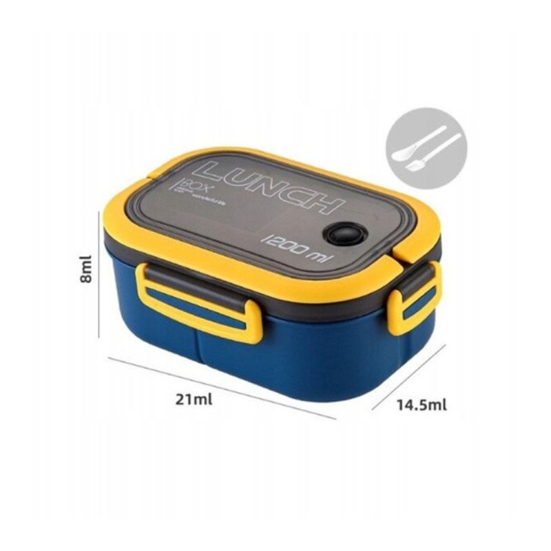 Кутия за обяд, херметична, 1200 мл, двуслойна микровълнова бенто кутия с отделения