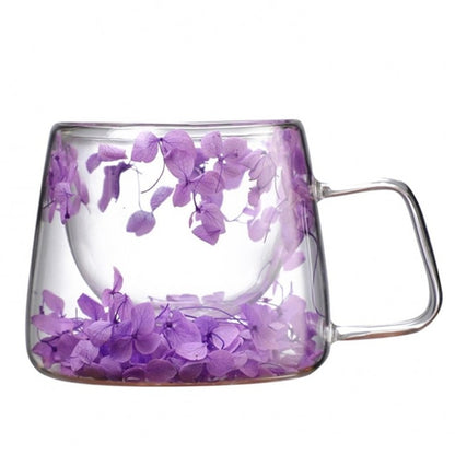 Стъклена чаша с цветя, боросиликатно стъкло, 180 мл