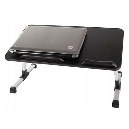 Сгъваема маса за лаптоп с вграден вентилатор, Регулируема височина, Черна