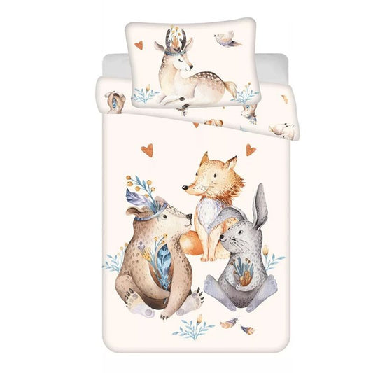 Детски спален комплект Animals, 100 % памук, 2 части, 100x135 см
