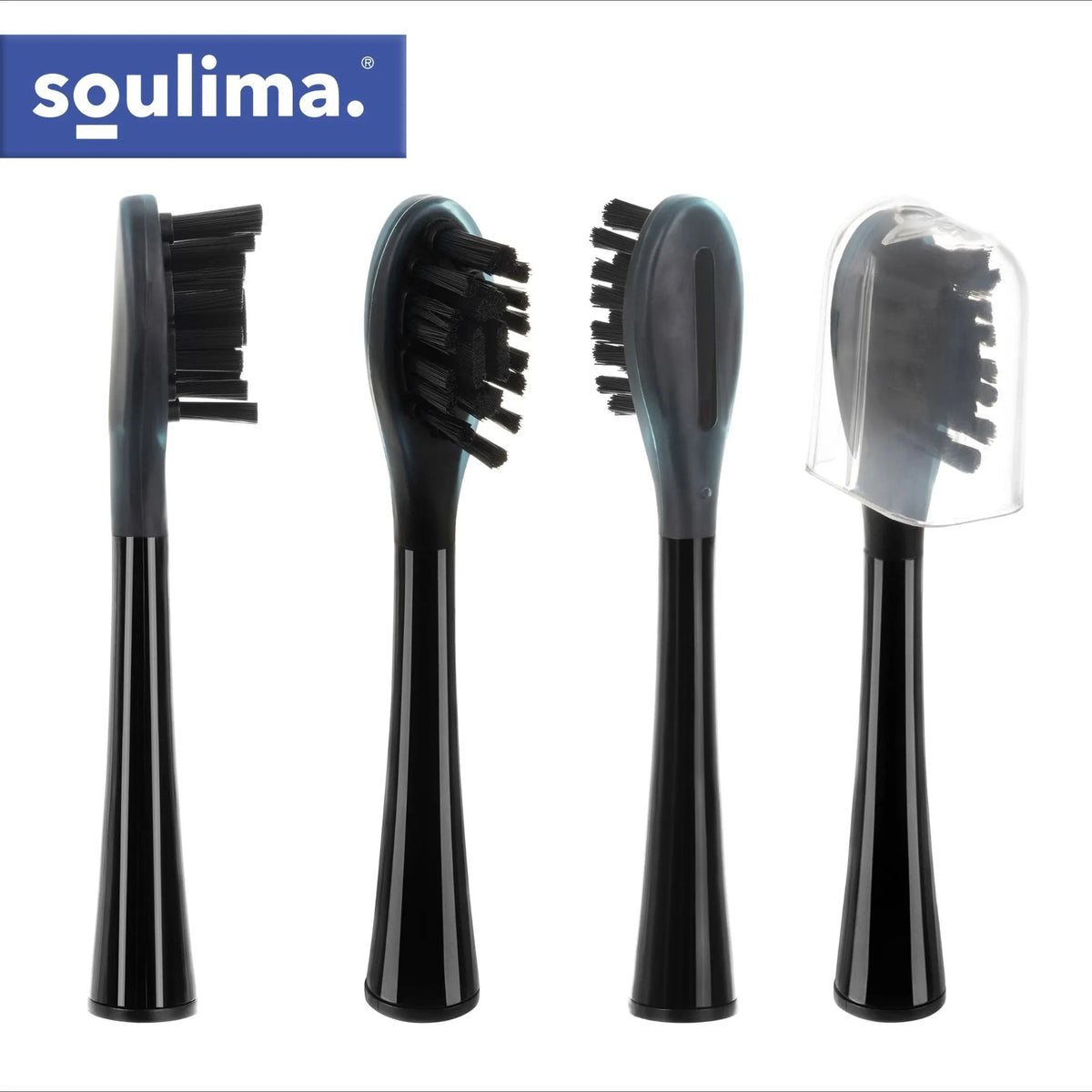 Електрическа звукова четка за зъби Soulima, 90 000 оборота/мин. + 6 глави, черна
