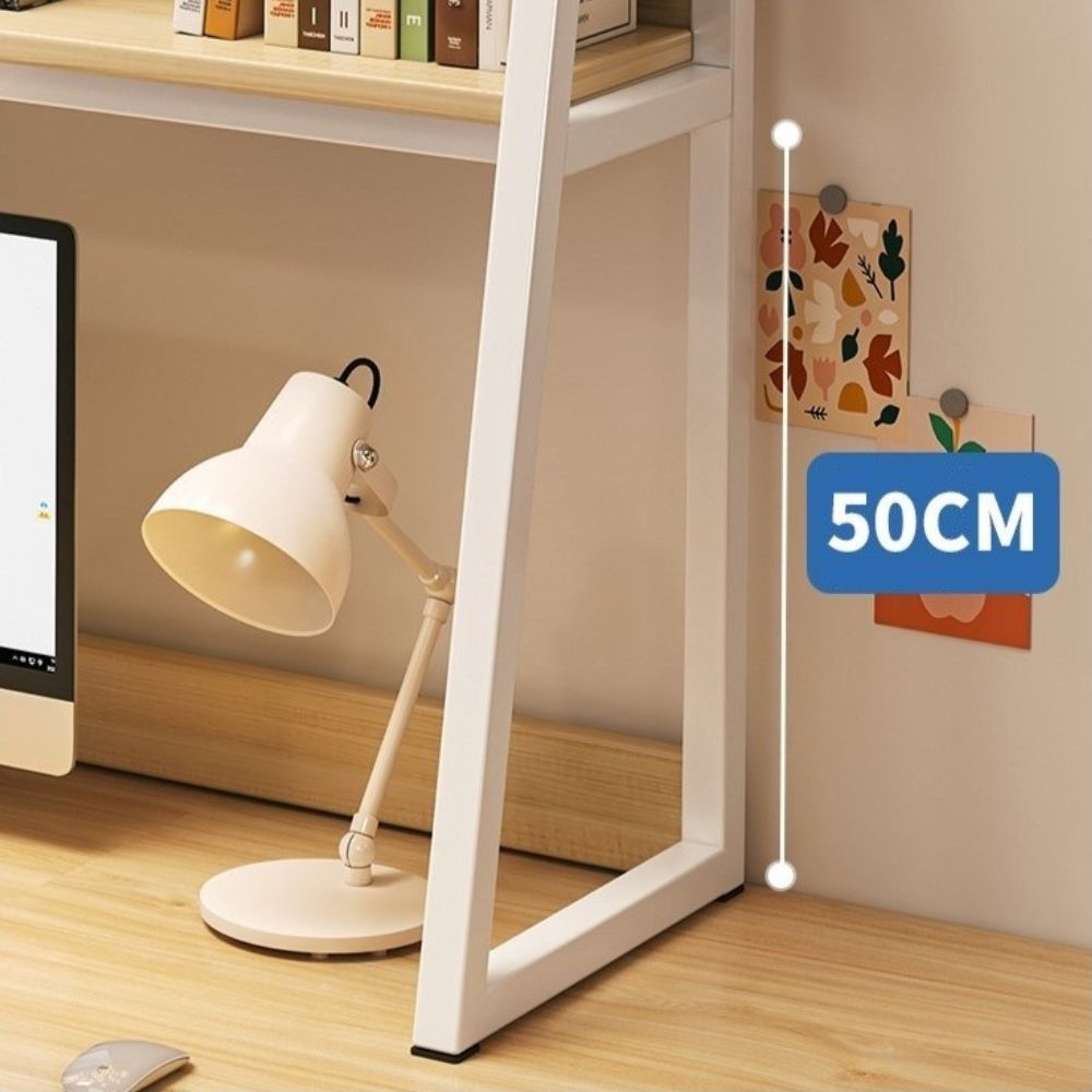 Етажерка за бюро, Метална, 2 нива, 95 х 32 х 90 см, Бяла