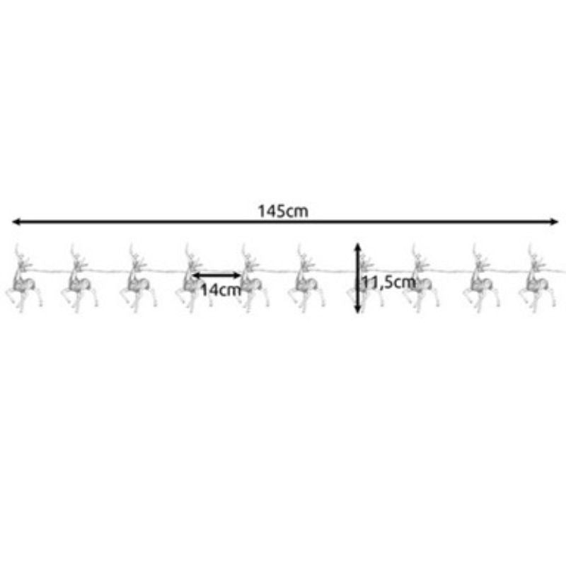 Коледна декорация с LED светещи еленчета, топло бяло, 10 броя