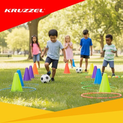Игра Kruzzel 3в1 ”Хвърляне към цел”, интерактивна, с топки, рингове, конуси
