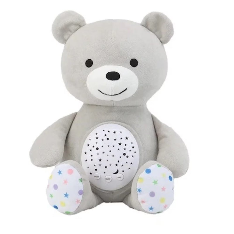 Музикално мече с приспивни мелодии и прожектор- Сив