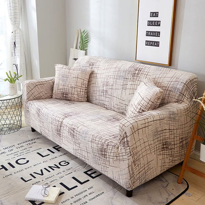 Еластичен калъф за диван, Бежов с линии