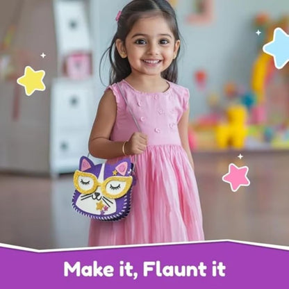 Творчески комплект за шиене и лепене за момичета, Създай своя собствена чанта Котенце
