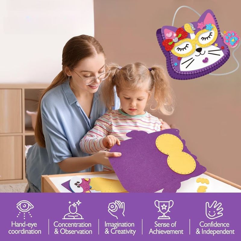 Творчески комплект за шиене и лепене за момичета, Създай своя собствена чанта Котенце