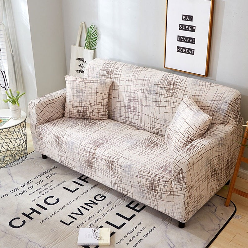 Еластичен калъф за диван, Бежов с линии