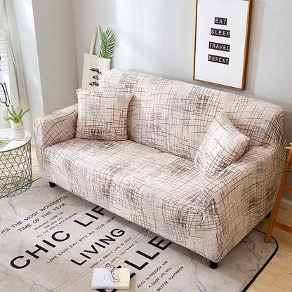 Еластичен калъф за диван, Бежов с линии