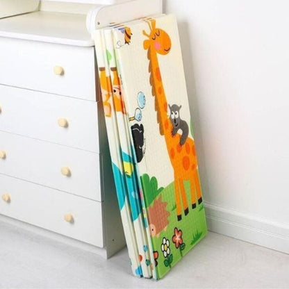 Детско Килимче за Пълзене и Игра от Термоизолираща пяна, 180х200х1 см, Сгъваемо, С Калъф за съхранение