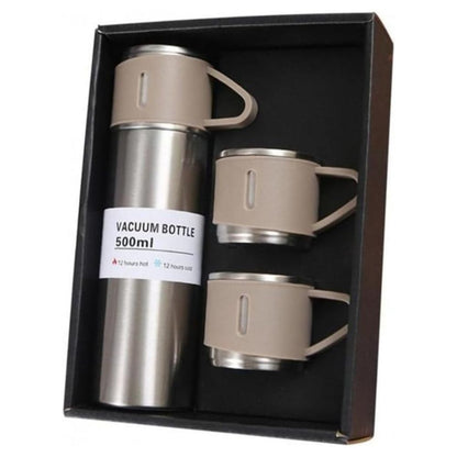 Термос с три чаши, подаръчен комплект, неръждаема стомана