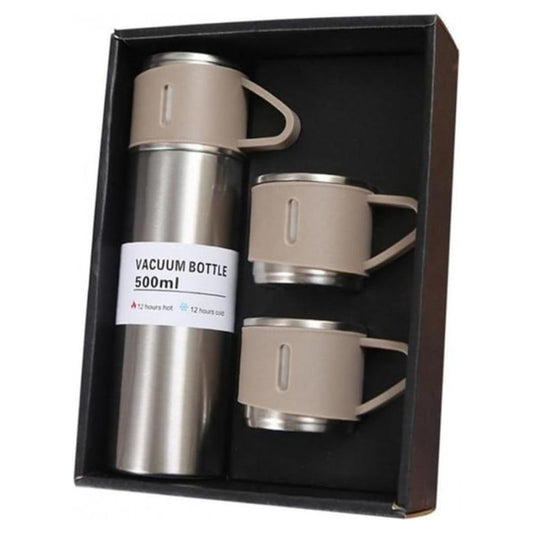 Термос с три чаши, подаръчен комплект, неръждаема стомана