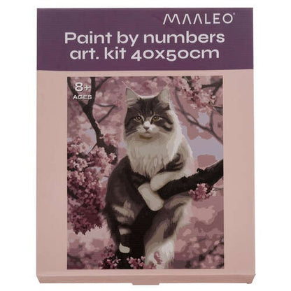Картина "Котка" за рисуване по номера Maaleo с дървена рамка, 40х50см