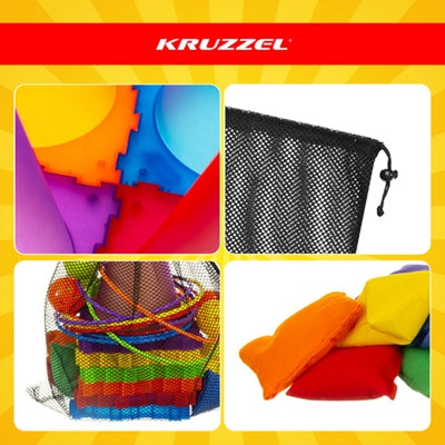 Игра Kruzzel 3в1 ”Хвърляне към цел”, интерактивна, с топки, рингове, конуси