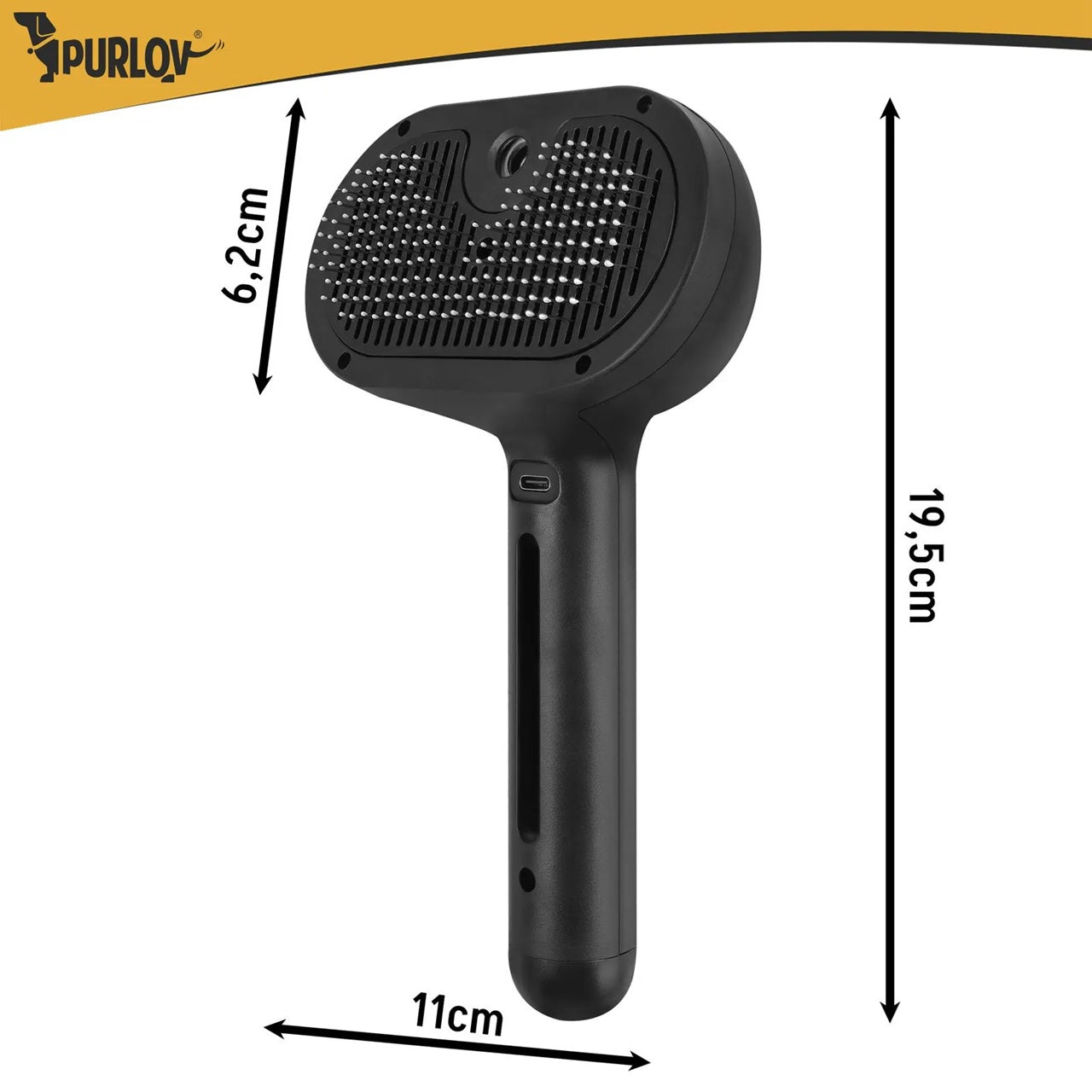 Електрическа парна четка за кучета и котки Purlov,  самопочистваща се, презареждаща се с USB