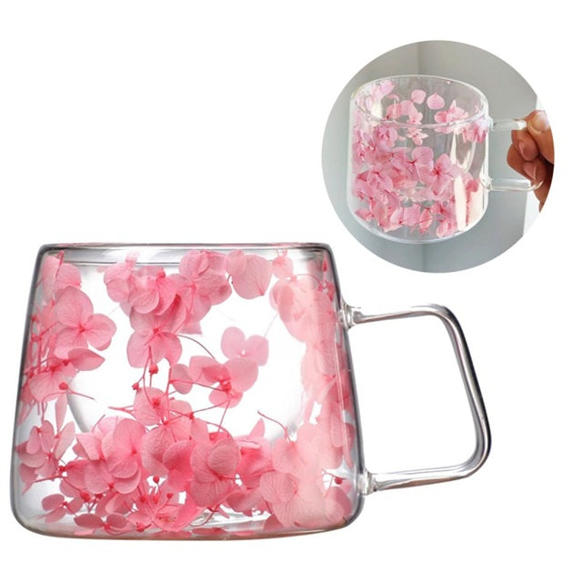 Стъклена чаша с цветя, боросиликатно стъкло, 180 мл