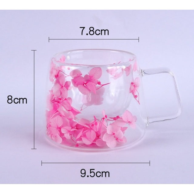 Стъклена чаша с цветя, боросиликатно стъкло, 180 мл