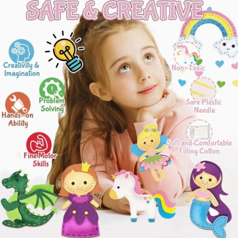 Комплект за занаяти, 6 фигурки от филц, Направи си сам