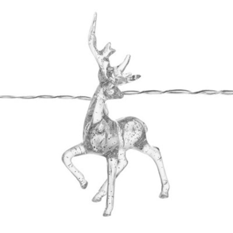 Коледна декорация с LED светещи еленчета, топло бяло, 10 броя